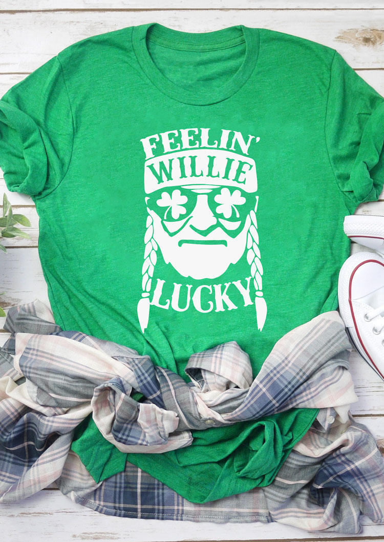 

T-shirts Tees St. Patrick's Day Feelin' Willie Lucky O-Neck T-Shirt Tee in Green. Size