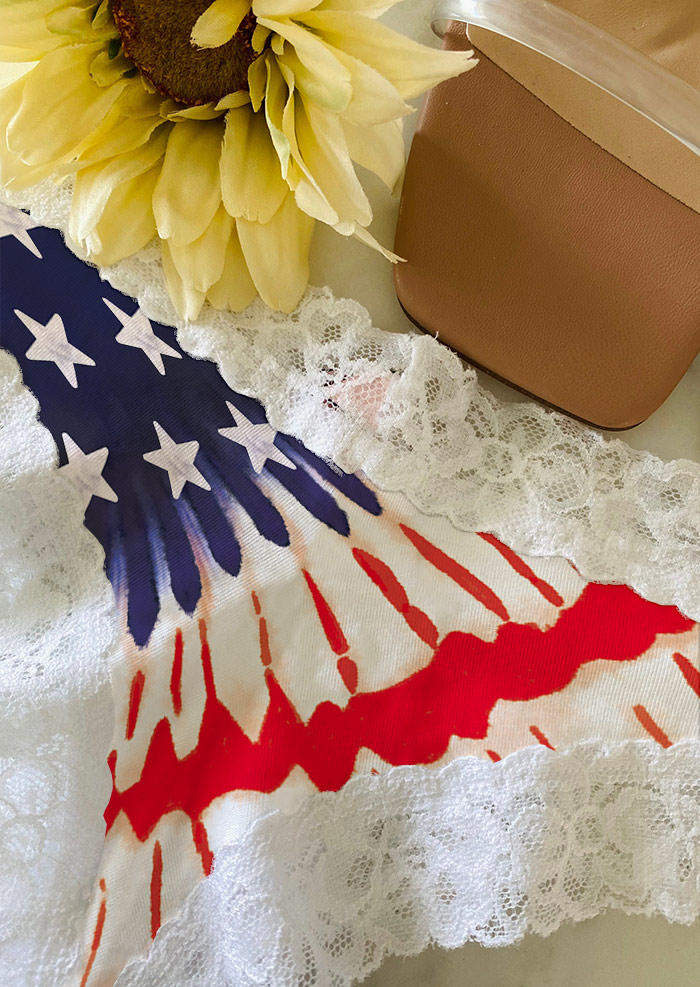 

Panties American Flag Lace Splicing Panties in White. Size