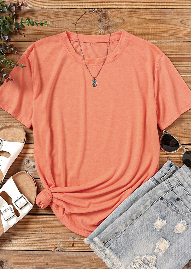 

T-shirts Tees Casual O-Neck T-Shirt Tee in Orange. Size: L,M