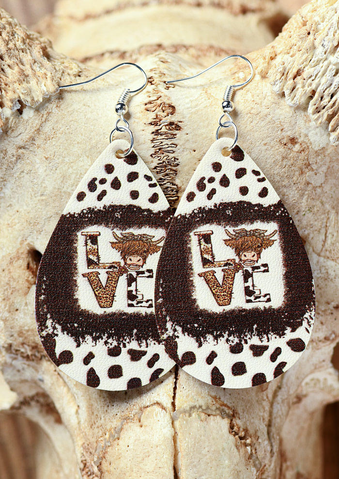 

Earrings Love Highland Cattle Leopard PU Leather Earrings in Multicolor. Size