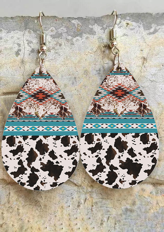 

Earrings Aztec Geometric Cow PU Leather Earrings in Multicolor. Size
