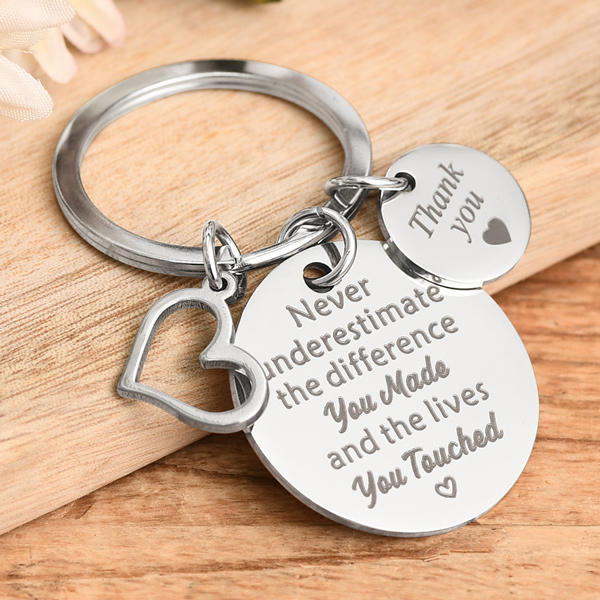 Thank You Heart Stainless Steel Keychain