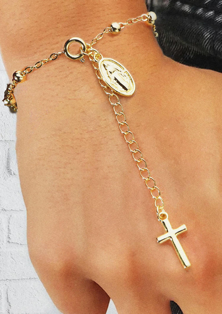 

Bracelet Cross Faith Beading Alloy Bracelet in Black. Size