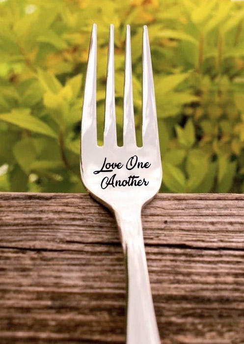 Tools Love One Another Stainless Steel Fork in Silver. Size: One Size