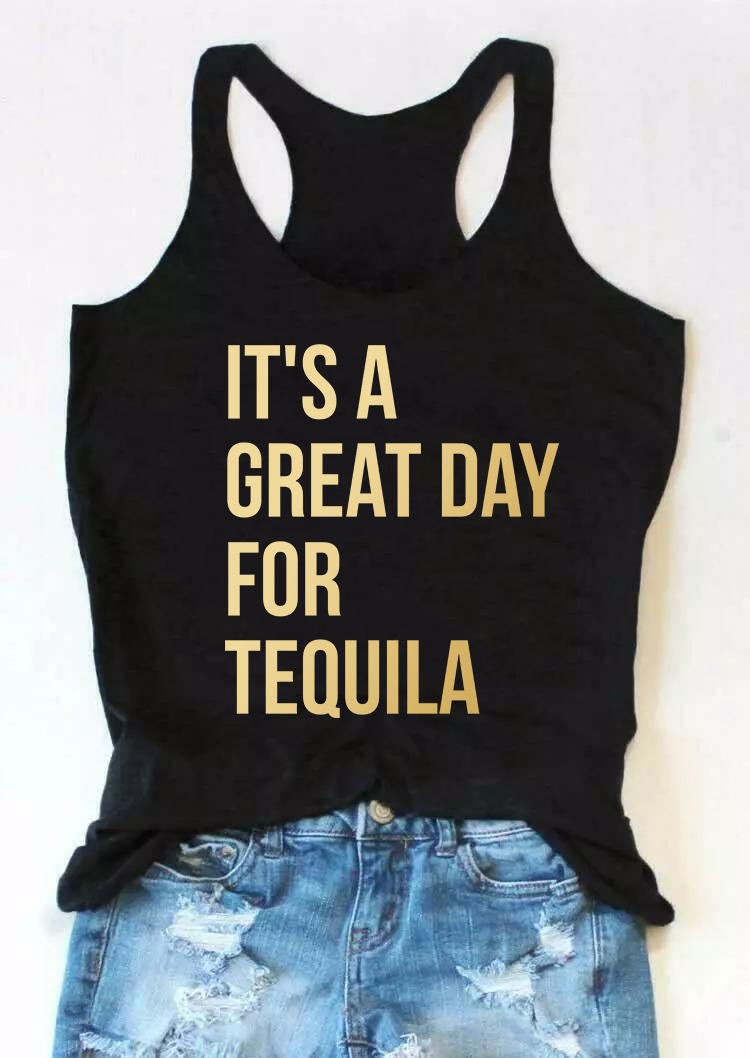 It's A Great Day For Tequila Racerback Tank - Black