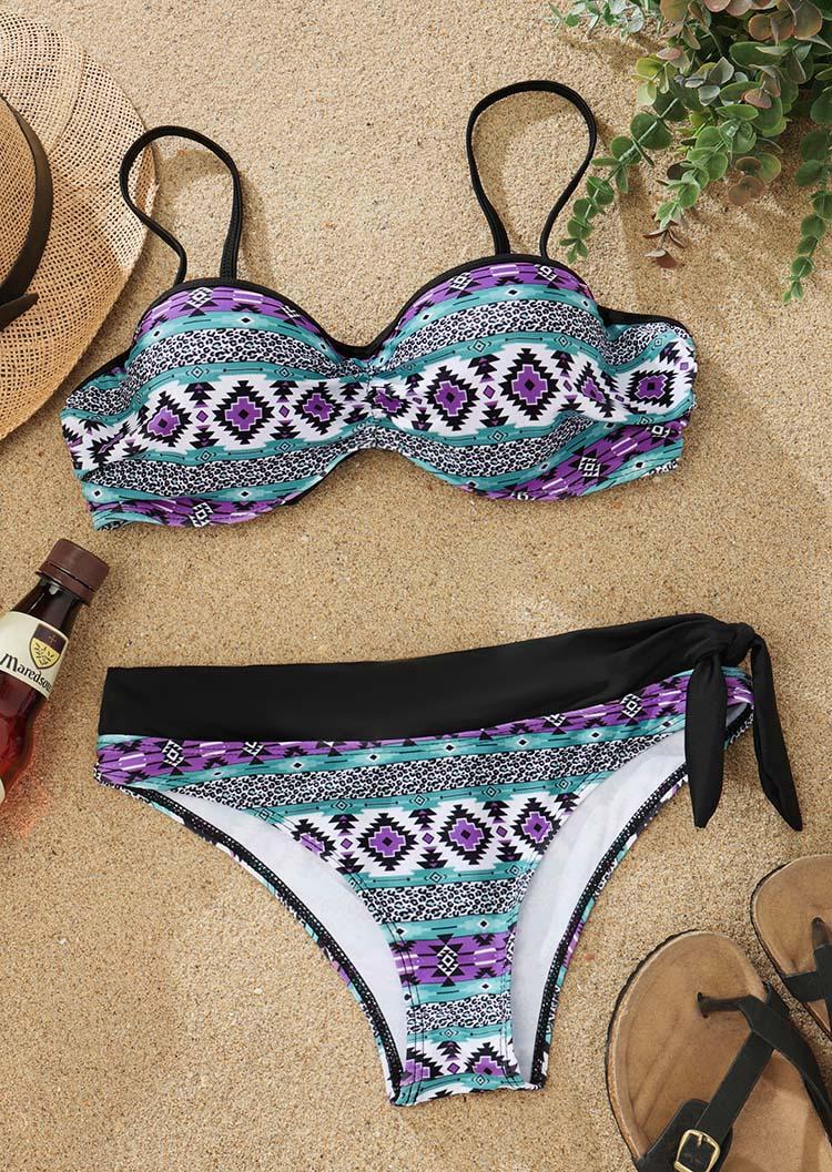 

Bikini Sets Aztec Geometric Tie Bikini Set in Multicolor. Size