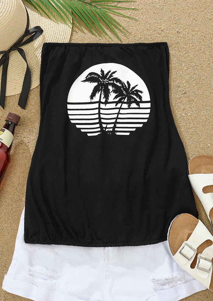 

Tank Tops Coconut Tree Strapless Bandeau Tank Top in Black. Size: ,XL