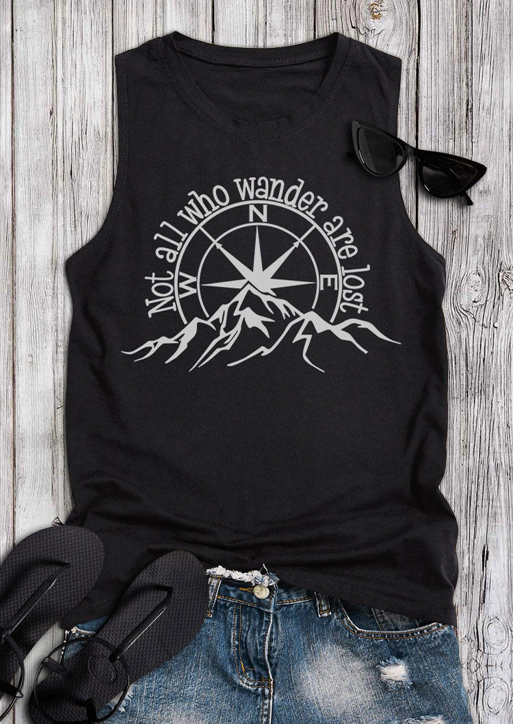 

Tank Tops Not All Who Wander Are Lost O-Neck Tank Top in Black. Size