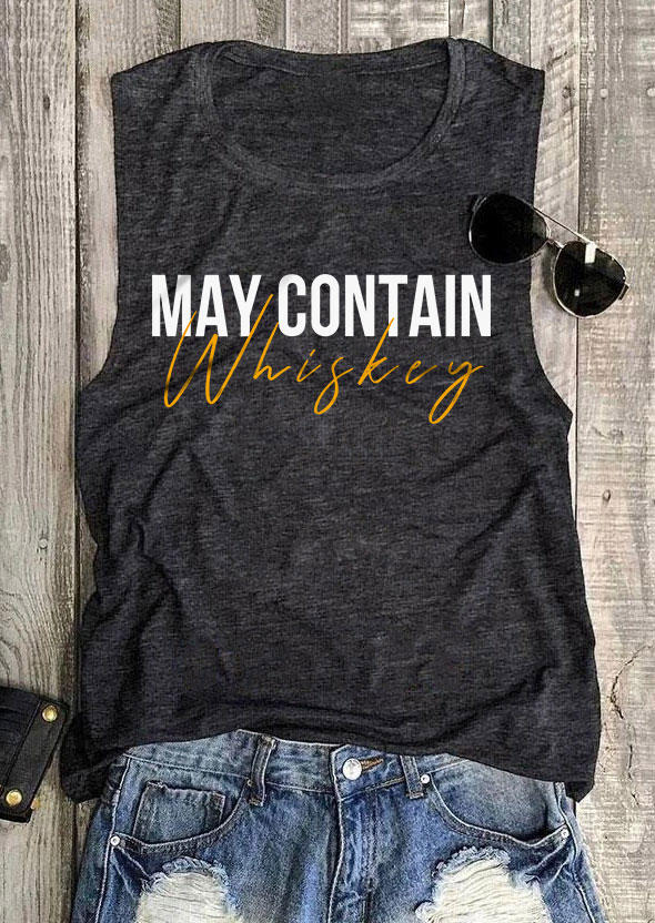 Tank Tops May Contain Whiskey Casual Tank Top - Dark Grey in Gray. Size