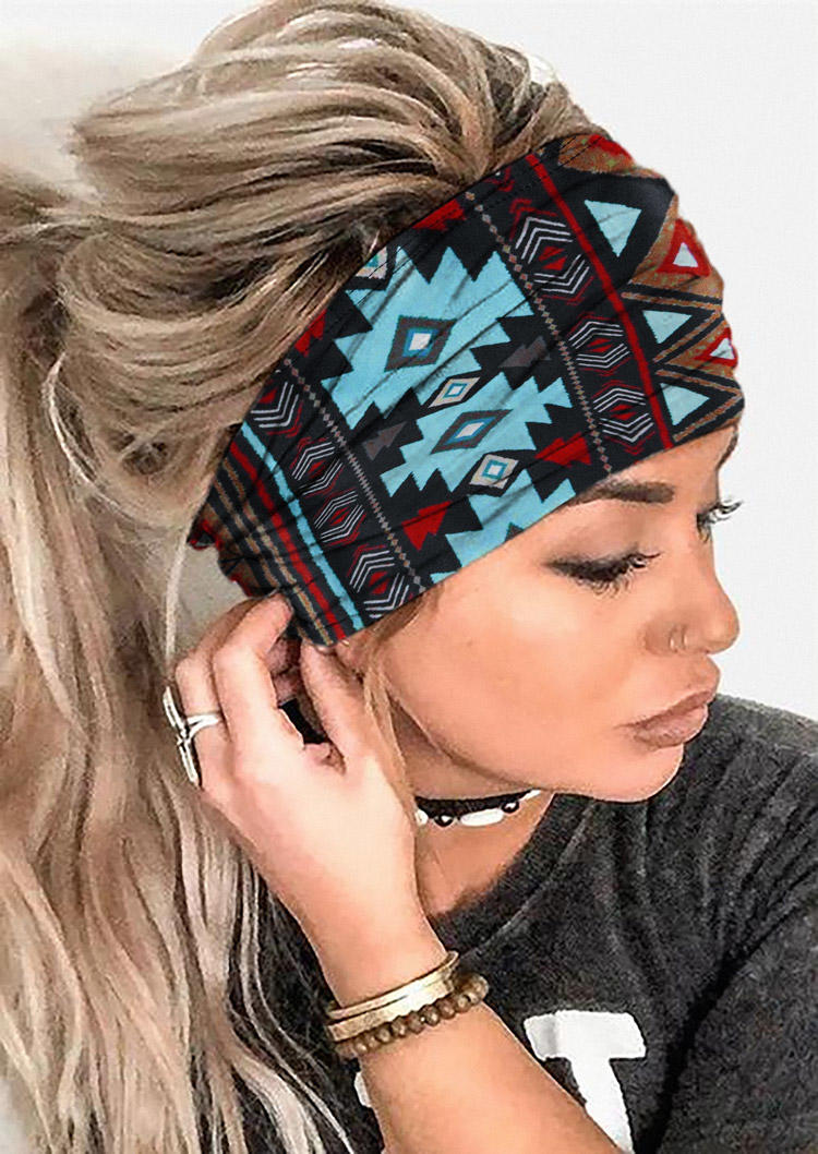 

Aztec Geometric Yoga Wide Headband in Multicolor. Size