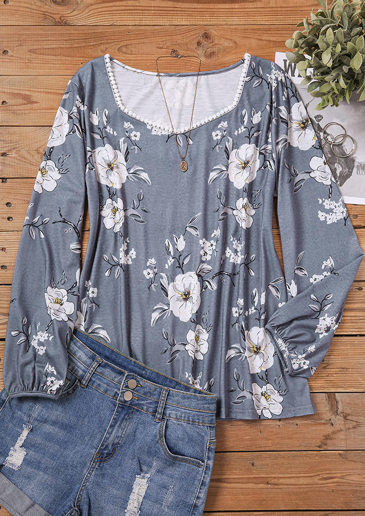 

Blouses Floral Long Sleeve Casual Blouse in Multicolor. Size