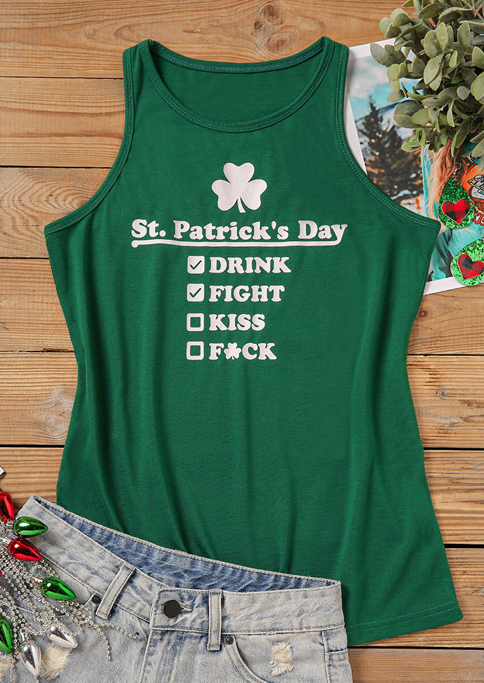 St. Patrick's Day Lucky Shamrock Drink Tank - Green