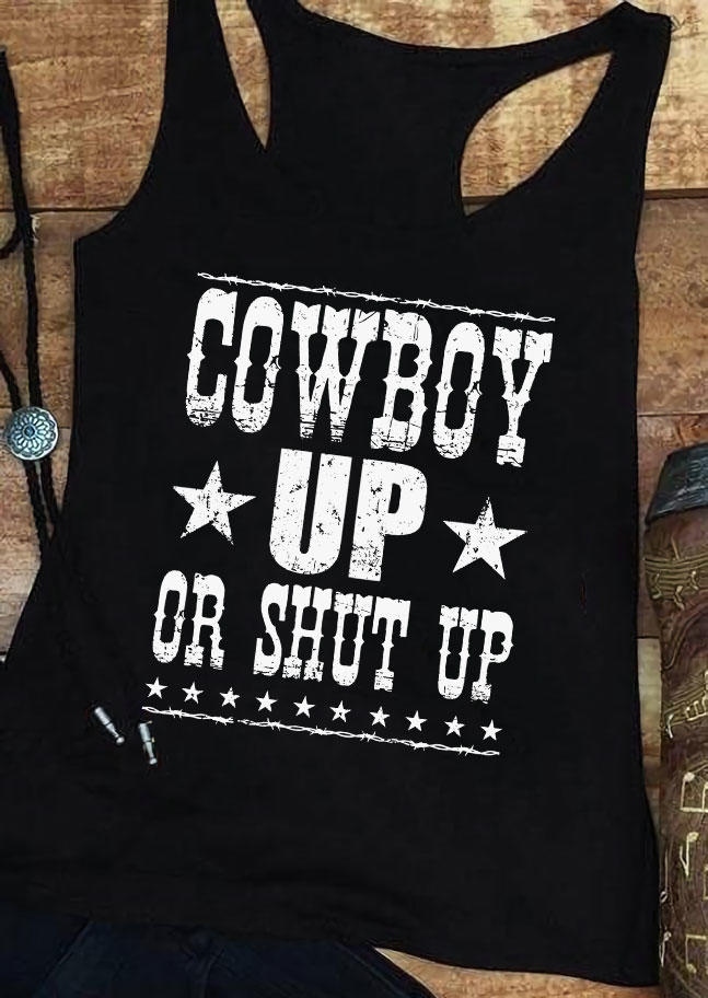 

Tank Tops Cowboy Up Or Shut Up Star Racerback Tank Top in Black. Size