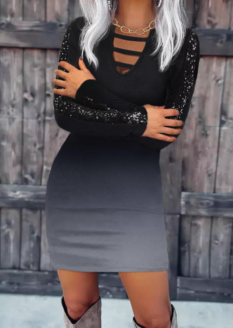 

Bodycon Dresses Gradient Glitter Hollow Out Bodycon Dress in Black. Size: L,M,,XL