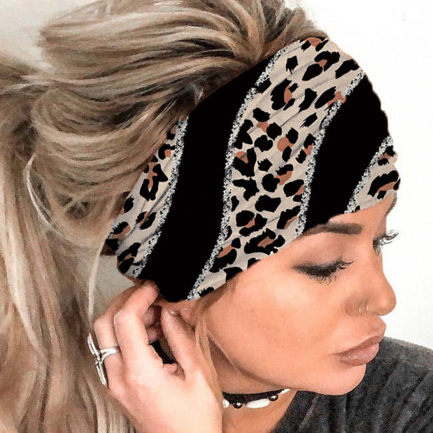 Leopard Glitter Sport Wide Headband
