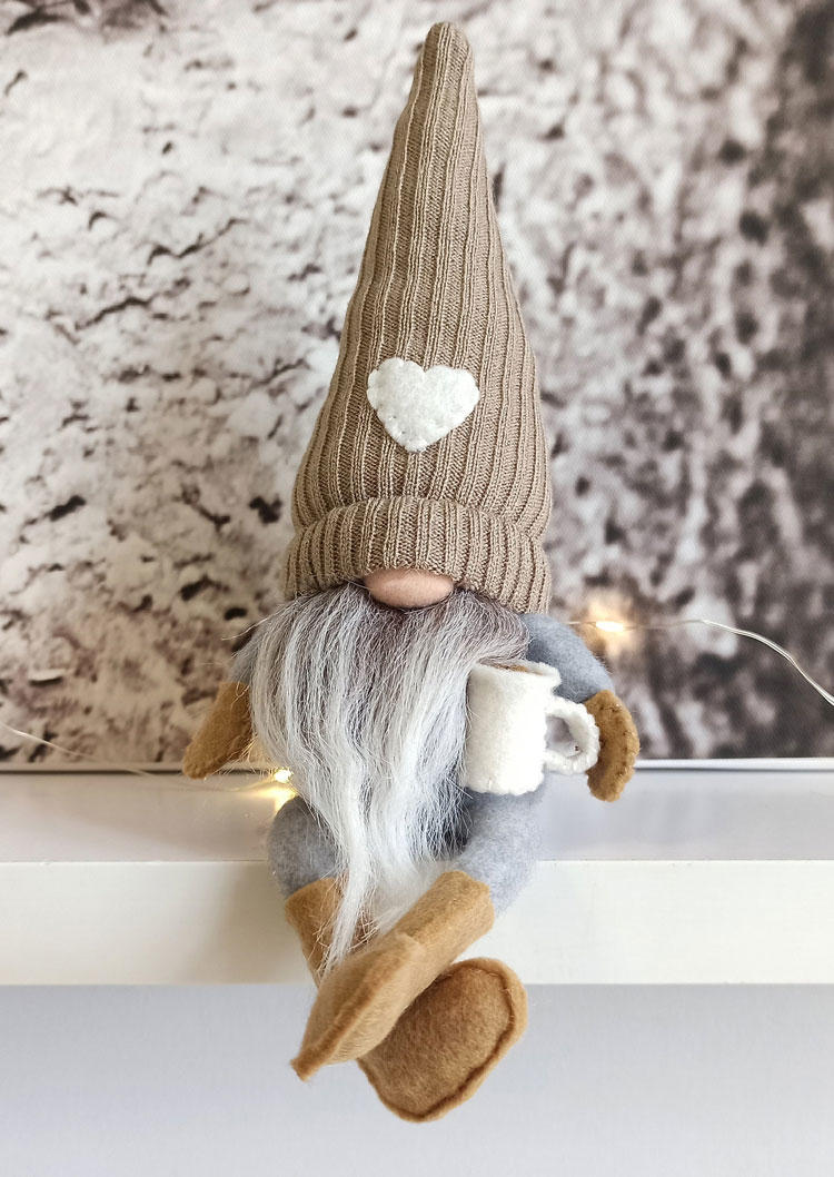 Valentine's Day Gift Valentine Heart Coffee Gnomies Faceless Doll Ornament in Khaki,Multicolor. Size: One Size