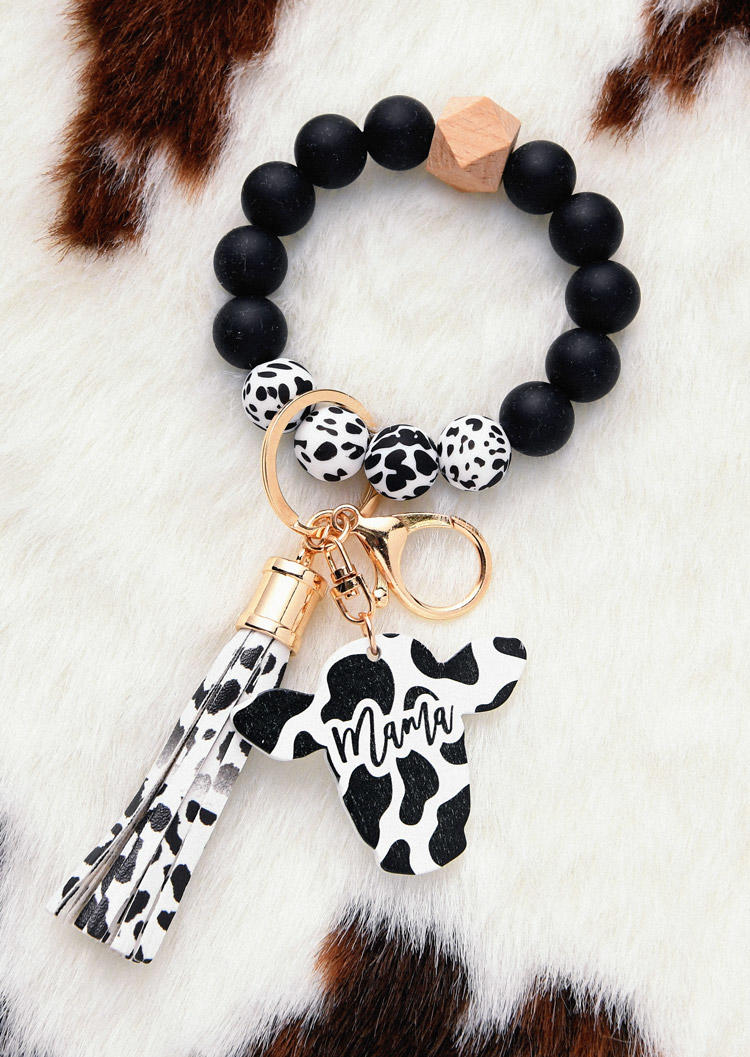 Keychains Mama Cow Beading Tassel Keychain in Black,Pink. Size: One Size