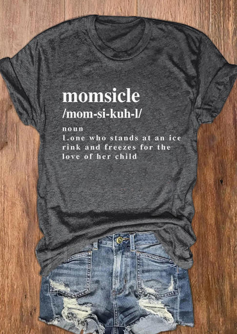 T-shirts Tees Momsicle O-Neck Casual T-Shirt Tee - Dark Grey in Gray. Size: L,M,S,XL