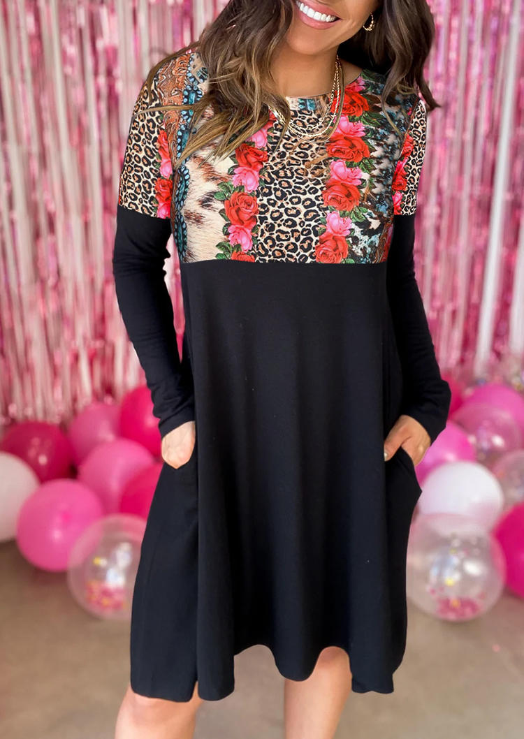 

Mini Dresses Floral Leopard Turquoise Mini Dress in Multicolor. Size: L,M,,XL