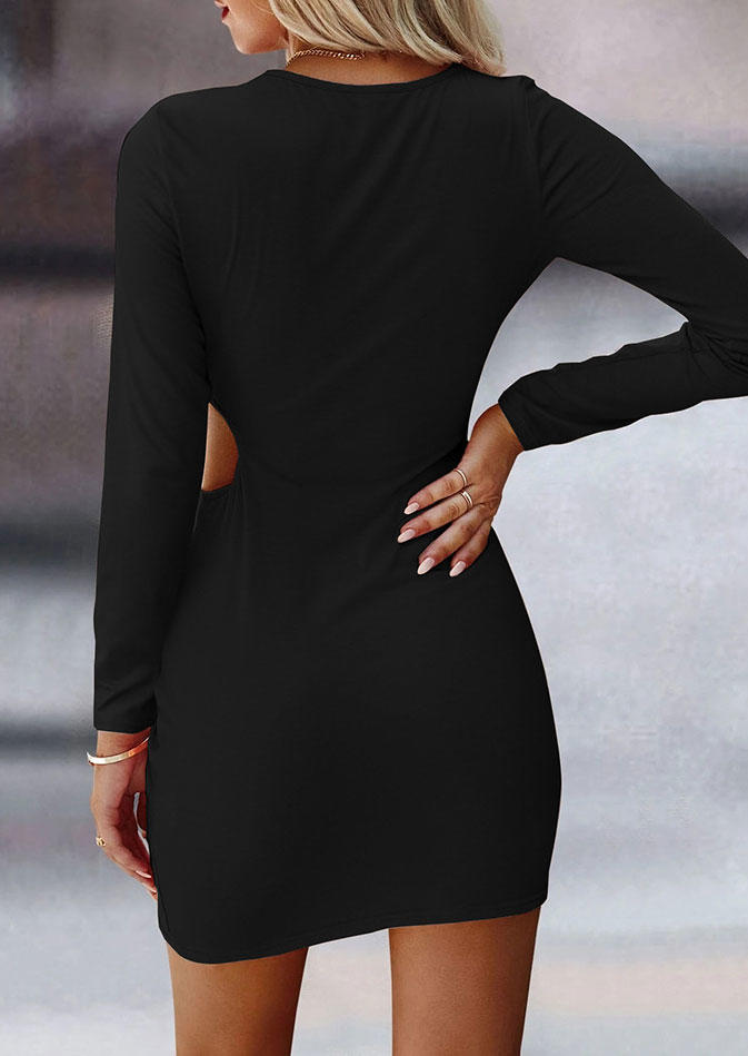 

Bodycon Dresses Twist Hollow Out Long Sleeve Bodycon Dress in Black. Size: L,,XL