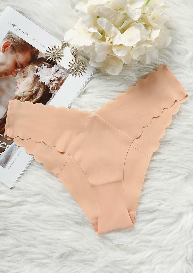 

Panties Scallop-trimmed Low Waist Breathable Panties in Pink. Size