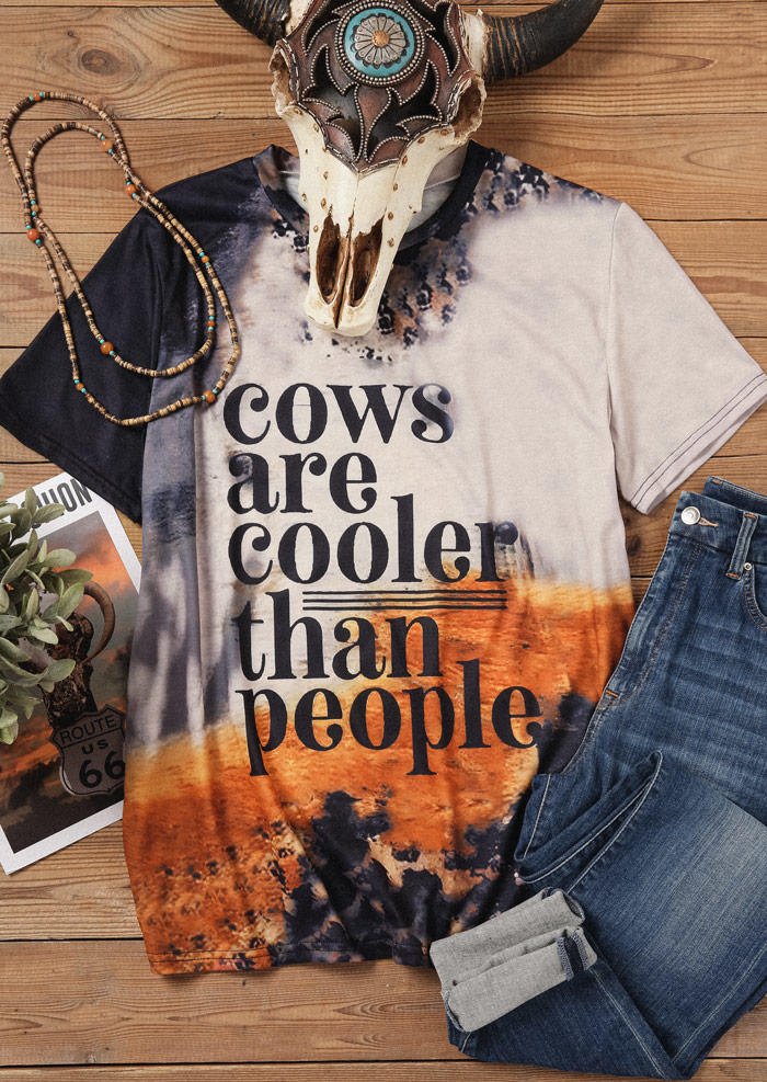 T-shirts Tees Cows Are Cooler Than People Leopard T-Shirt Tee in Multicolor. Size: L,M,S,XL
