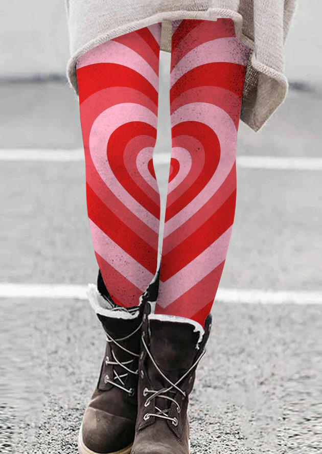 Leggings Valentine Heart High Waist Skinny Leggings in Multicolor. Size: L,M,S,XL