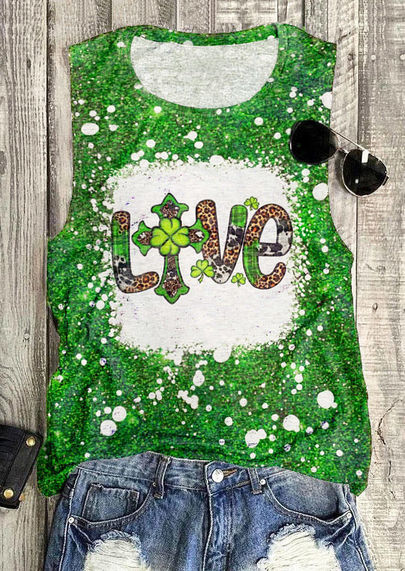 

Tank Tops St. Patrick' Day Love Cross Lucky Shamrock Tank Top in Green. Size: L,M,,XL