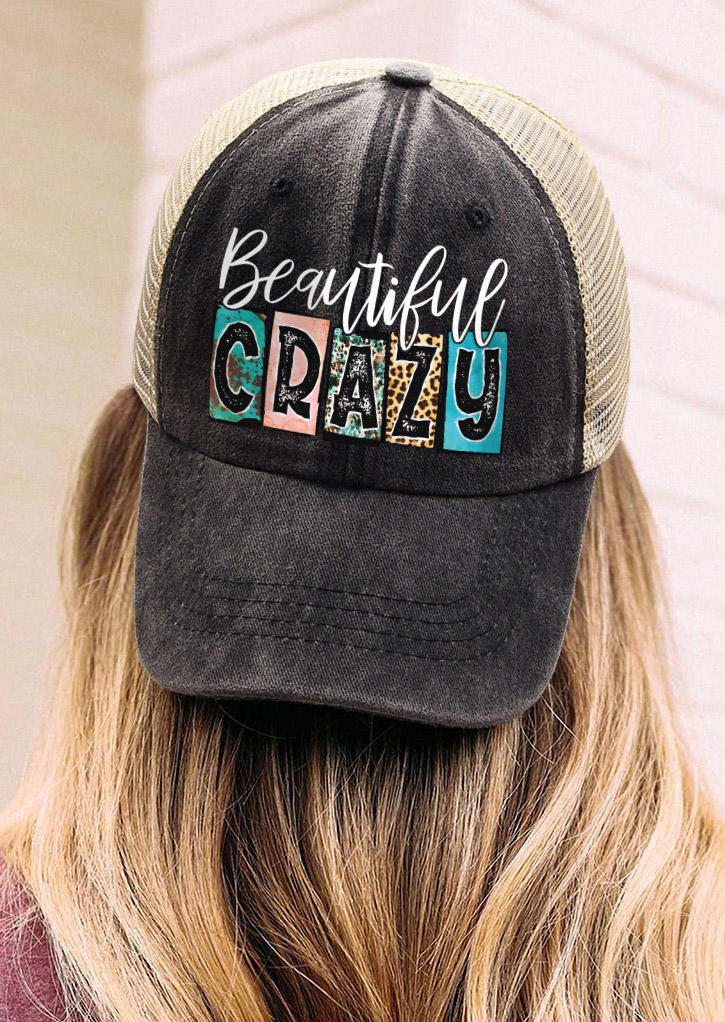 

Beautiful Crazy Leopard Baseball Cap in Black. Size