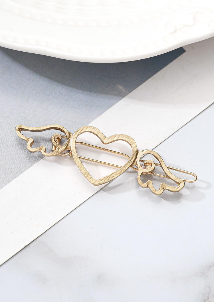 

Valentine Hollow Out Heart Wings Hair Clips in Gold,Silver. Size
