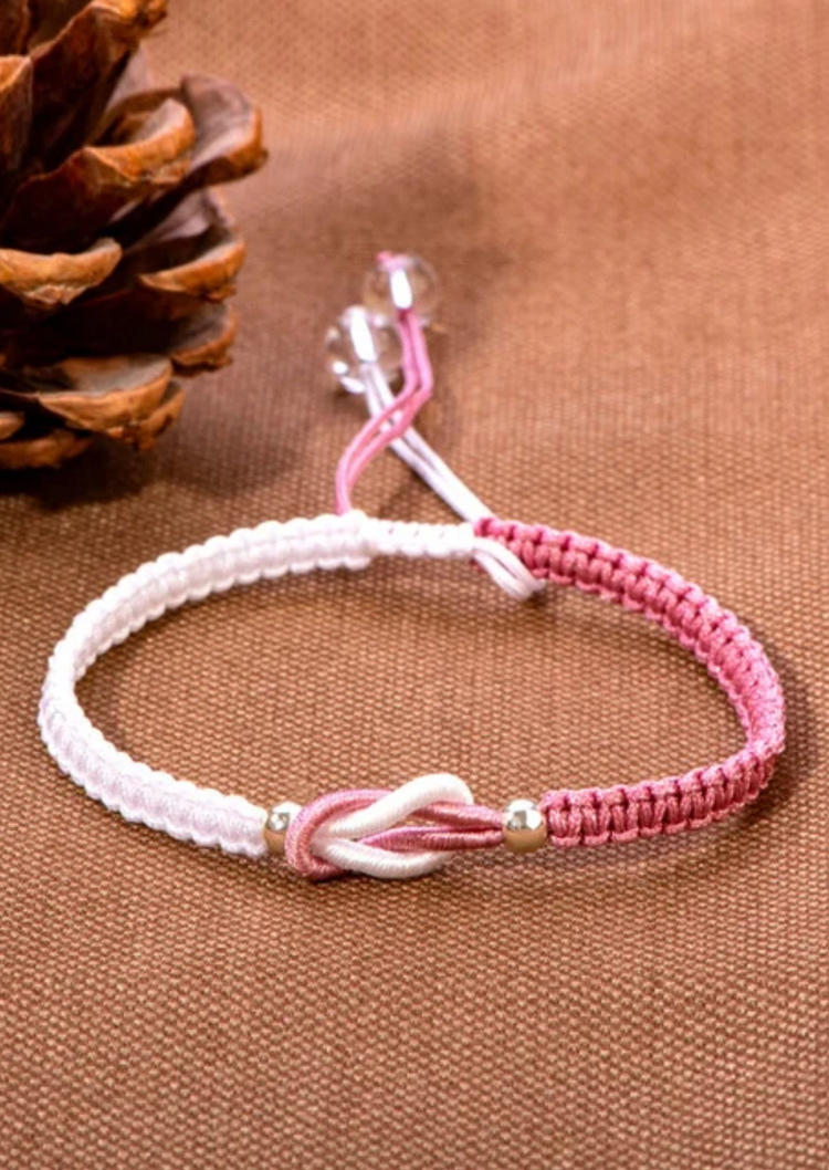 Bracelet Valentine Forever Linked Together Handmade Braided Bracelet in Pink. Size