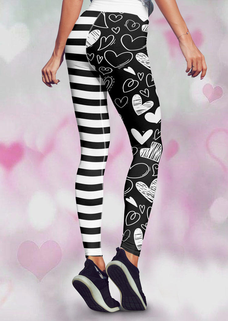 

Leggings Valentine Heart Striped Skinny Leggings in Black. Size