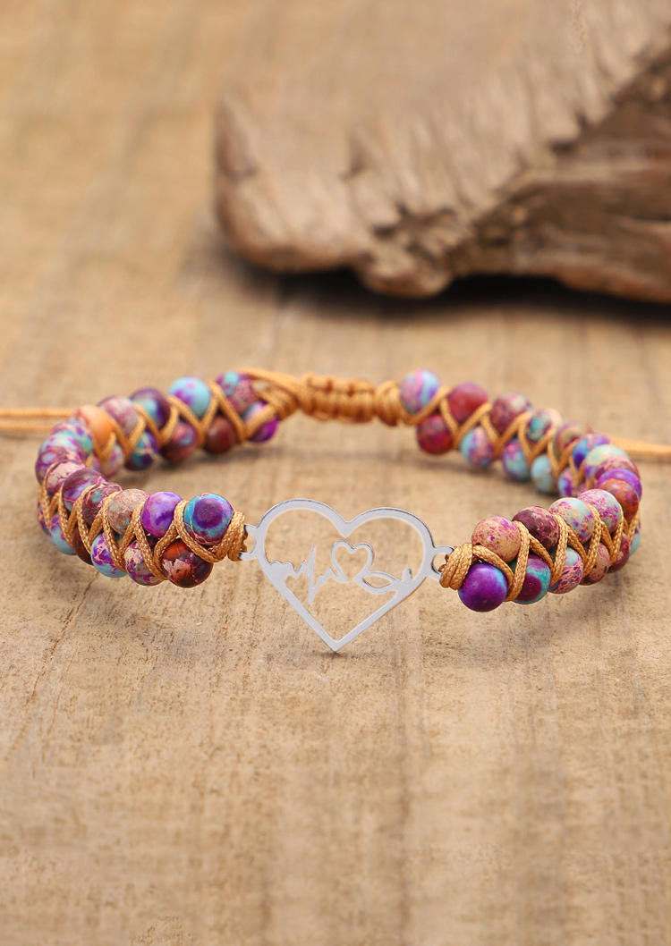 Bracelet Valentine ECG Heartbeat Beading Bracelet in Multicolor. Size: One Size