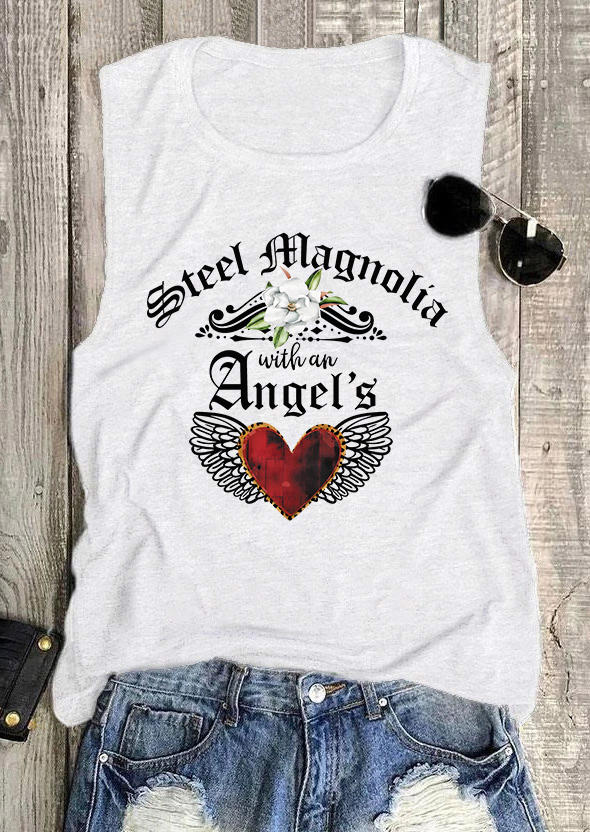 

Tank Tops Valentine Steel Magnolia With An Angel' Heart Tank Top in White. Size: L,M