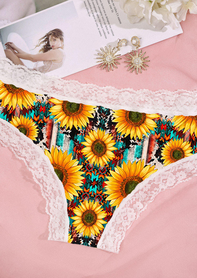 

Panties Sunflower Aztec Geometric Lace Splicing Panties in Multicolor. Size