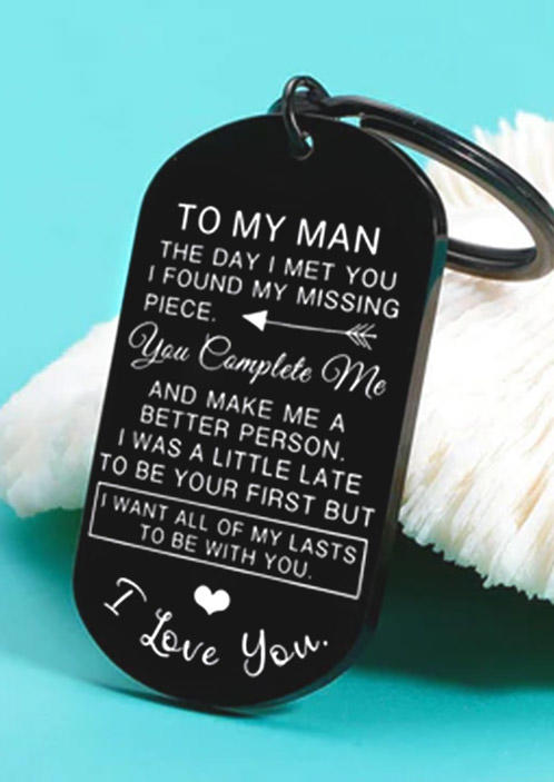 

Keychains Valentine To My Man I Love You Keychain in Black. Size