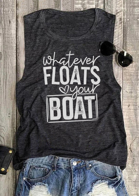 

Tank Tops Whatever Floats Your Boat O-Neck Tank Top in Gray. Size