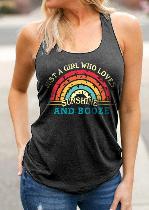 Just A Girl Who Loves Sunshine And Booze Racerback Tank - Gray
