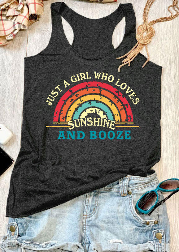 

Tank Tops Just A Girl Who Loves Sunshine And Booze Racerback Tank Top in Gray. Size