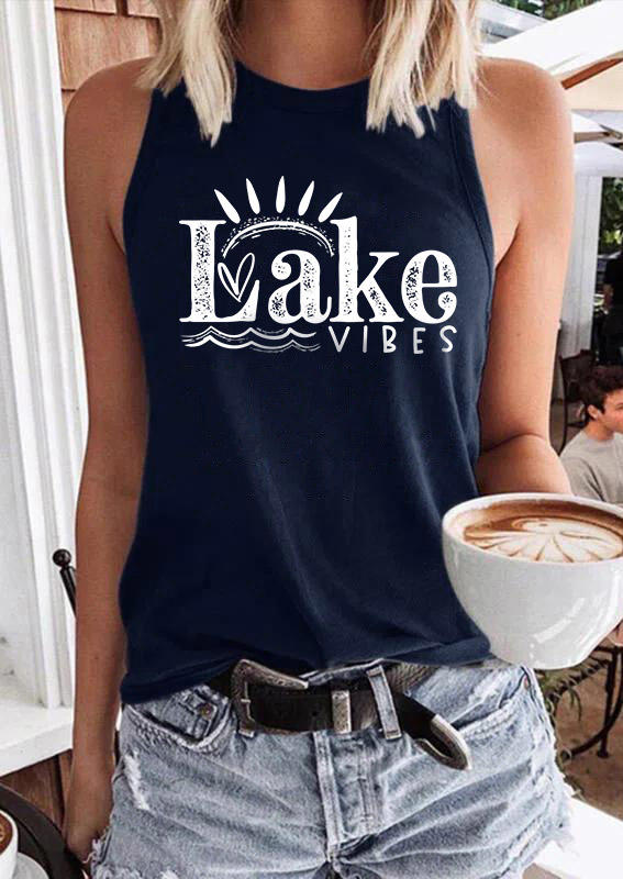 Lake Vibes O-Neck Tank - Navy Blue