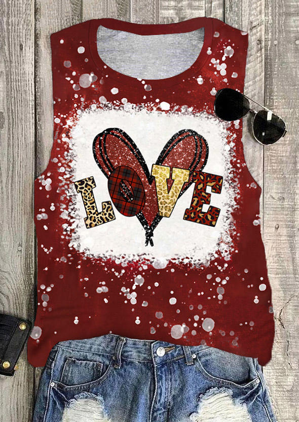 

Tank Tops Valentine Love Heart Leopard Plaid Tank Top in Red. Size