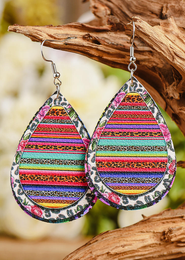 

Earrings Leopard Serape Striped Water Drop Earrings in Multicolor. Size