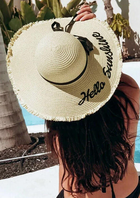 

Hats Hello Sunshine Bowknot Straw Hat in White. Size
