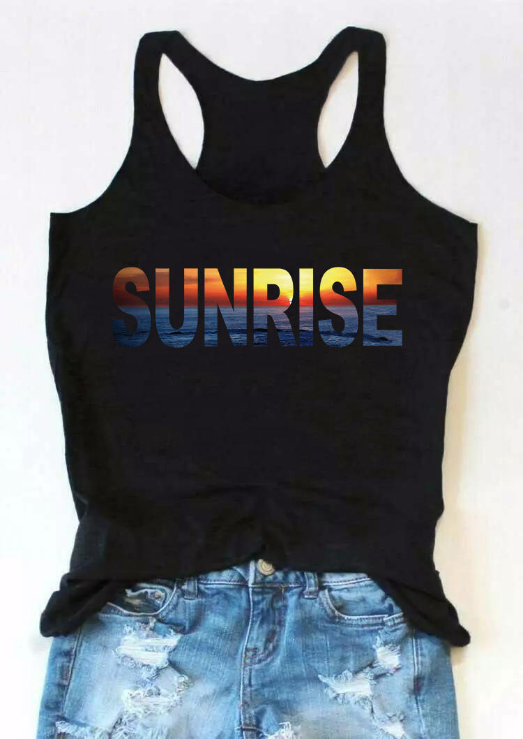 

Tank Tops Sunrise O-Neck Racerback Tank Top in Black. Size