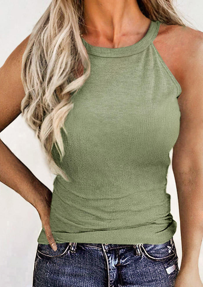 

Tank Tops Spaghetti Strap O-Neck Casual Camisole - Light Green in Green. Size