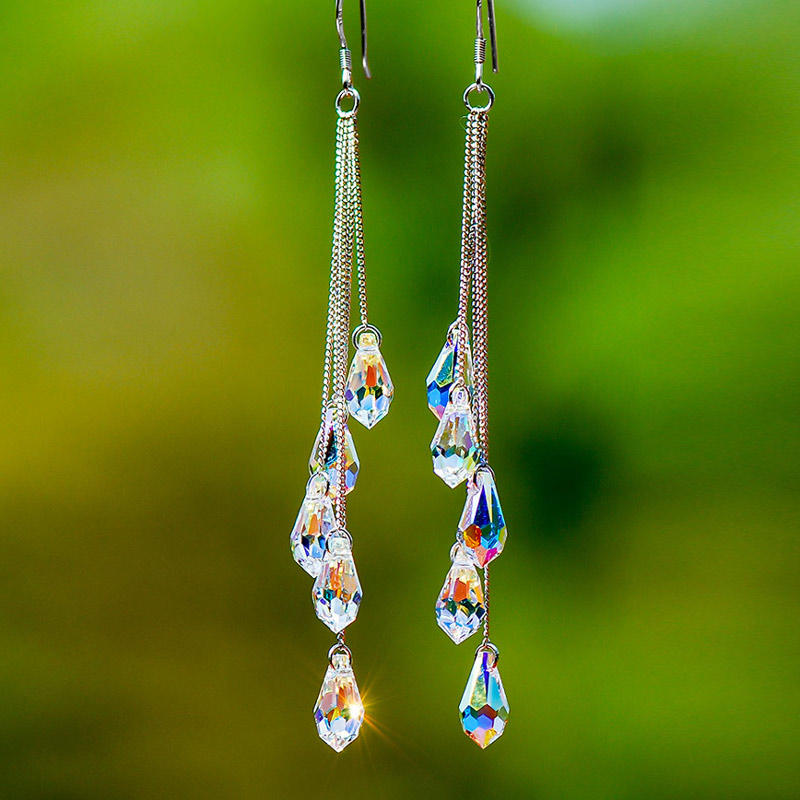Crystal Tassel Water Drop Earrings