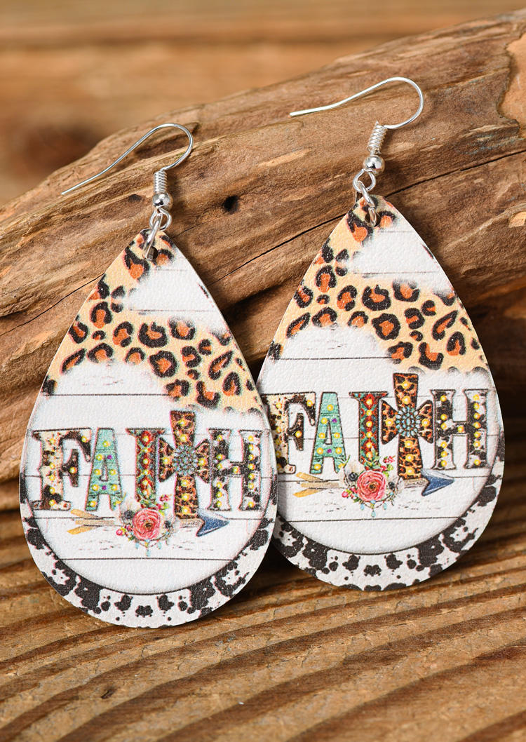 Earrings Faith Leopard Cow Water Drop Earrings in Multicolor. Size: One Size