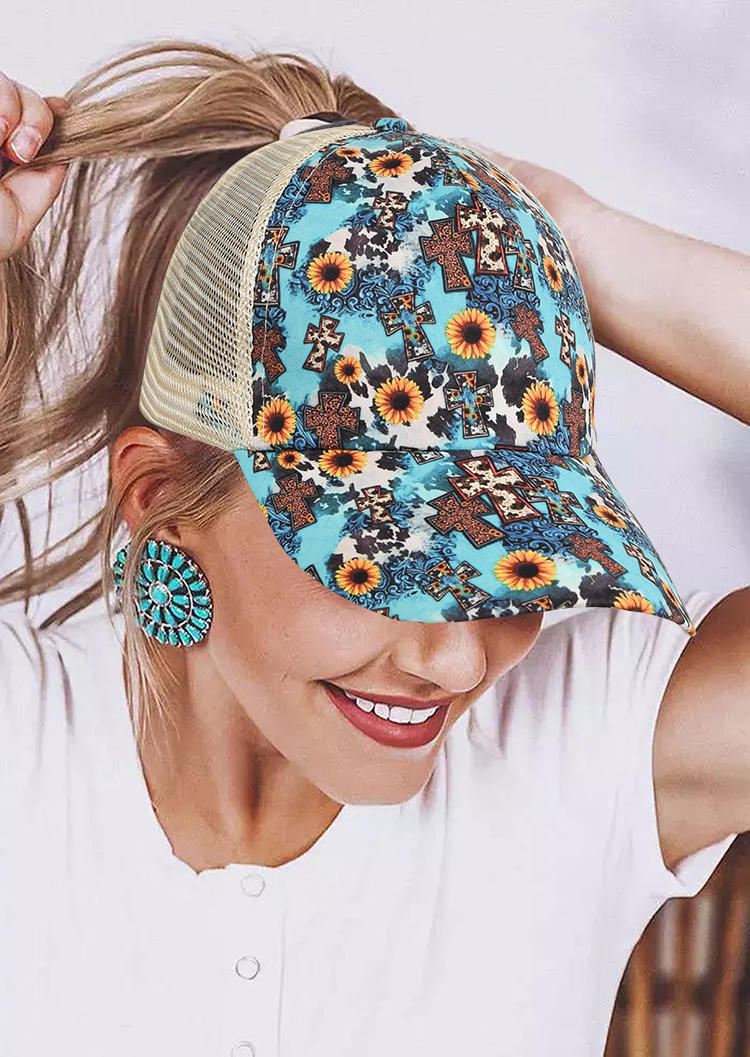

Hats Sunflower Leopard Cow Cross Criss-Cross Baseball Cap in Multicolor. Size