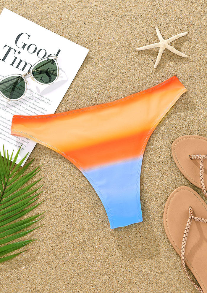

Swimwear Bottoms Gradient Color Block Bikini Panties in Yellow. Size