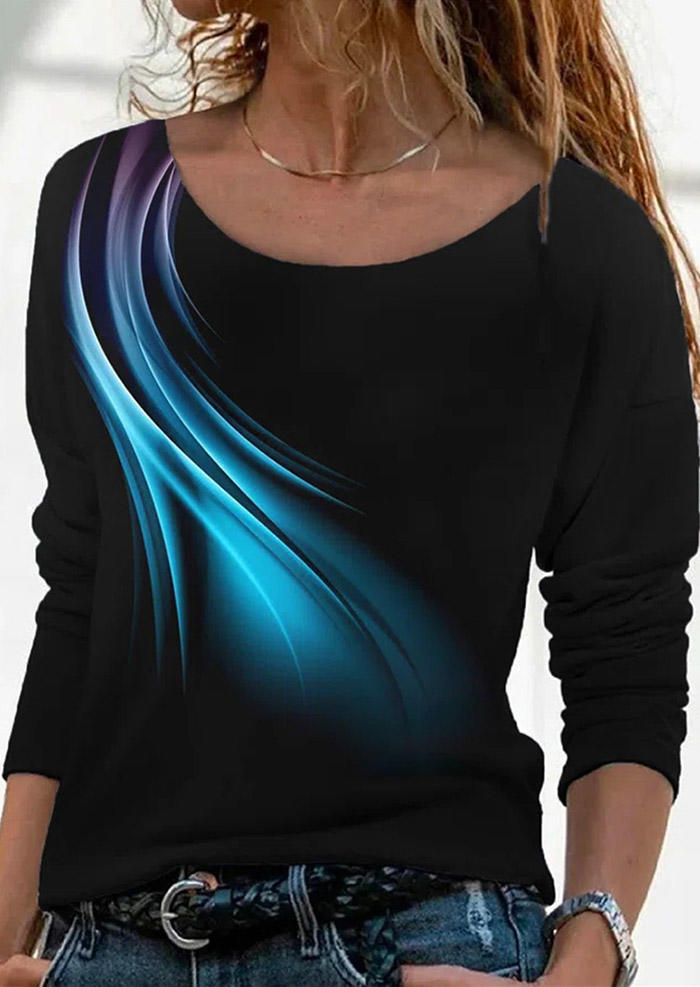 

Blouses Abstract Graphic Long Sleeve Blouse in Black. Size